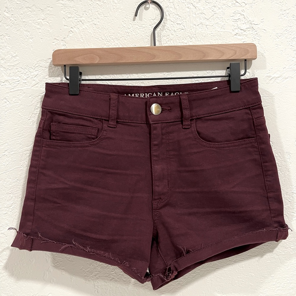 NEW Maroon American eagle hi-rise shortie shorts